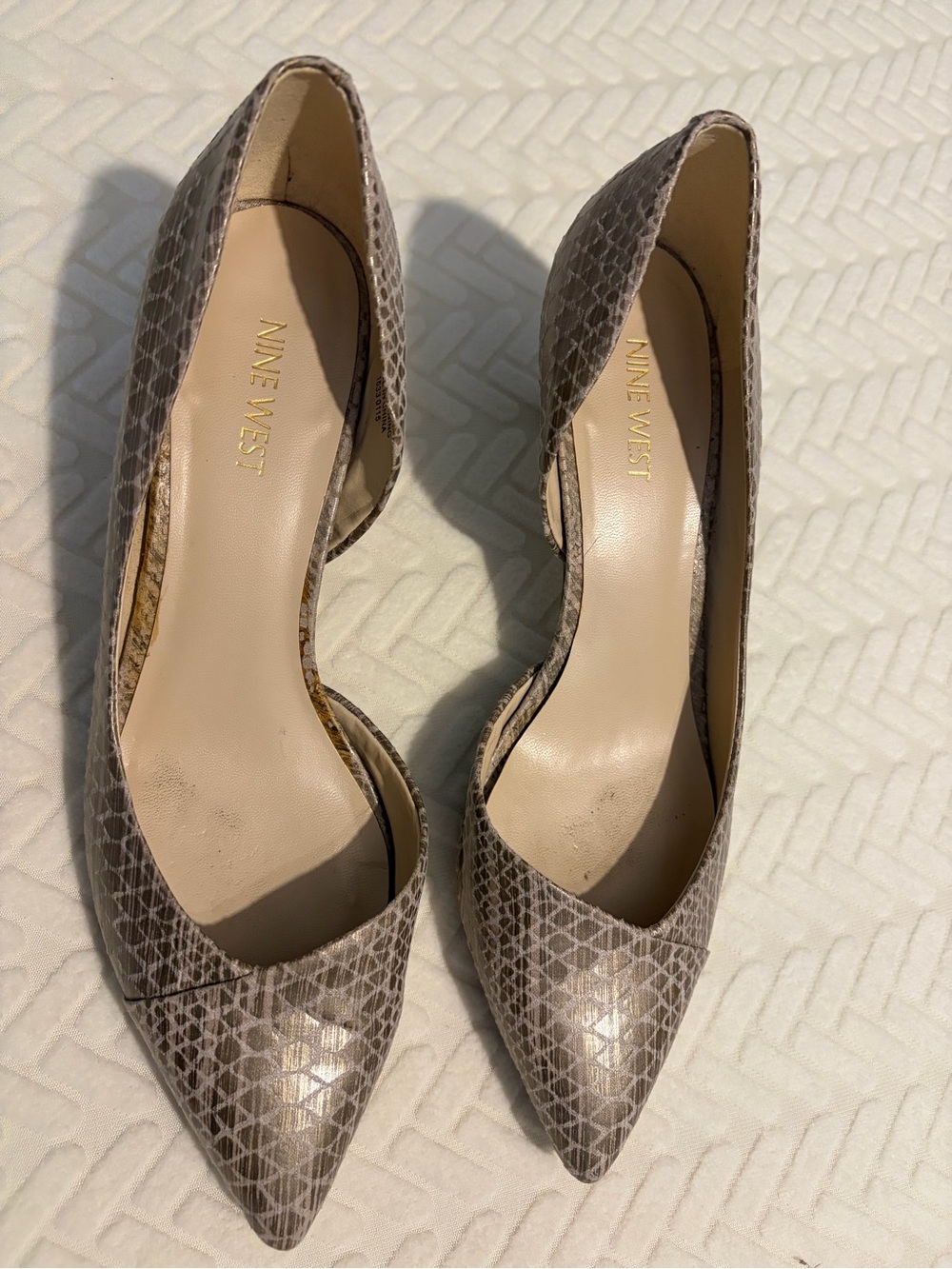 Nine West Taupe Snake-Print Pointed D'Orsay Pumps